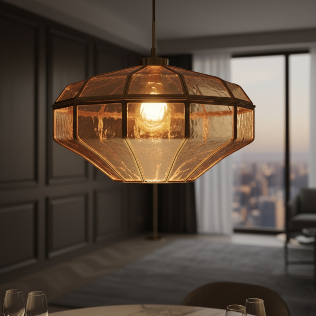 Product Title: Designer Pendant Light (Amber Glow)